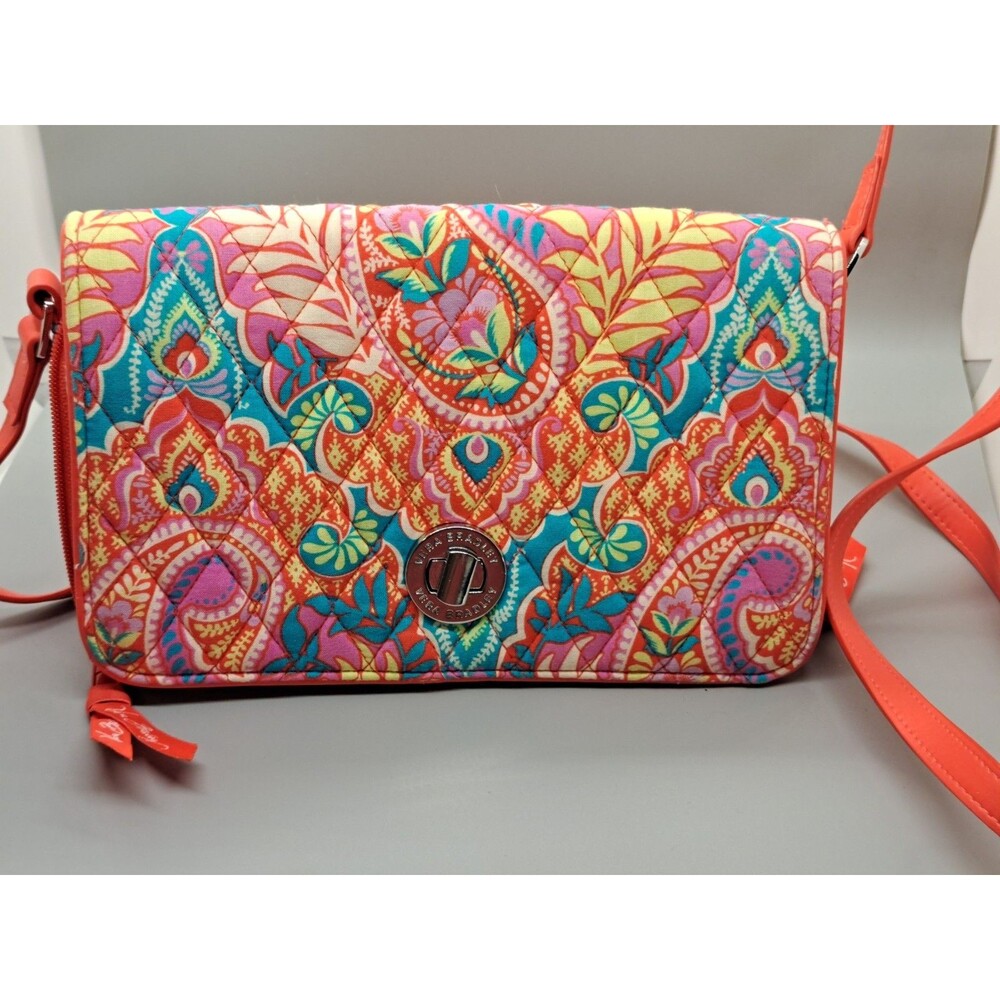 Vera Bradley Paisley Floral Crossbody Purse W/ Adjustable Strap, Wallet